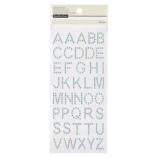 12 Packs: 40 ct. (480 total) Iridescent Rhinestone Alphabet Stickers by Recollections&#x2122;